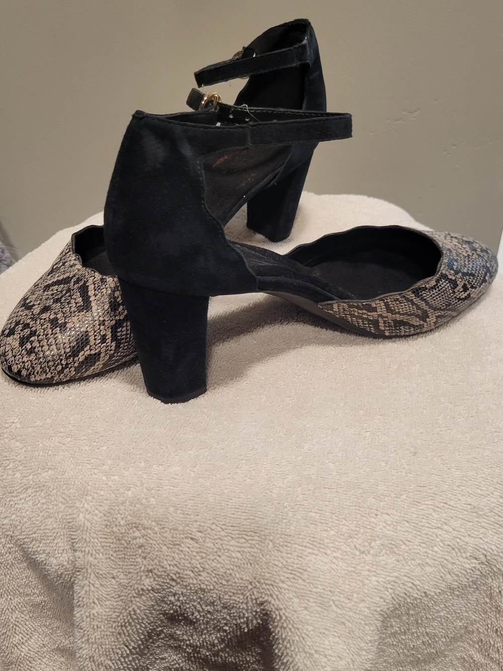 Ankle-Strap Snake-Print Heels - Picture 2 of 2